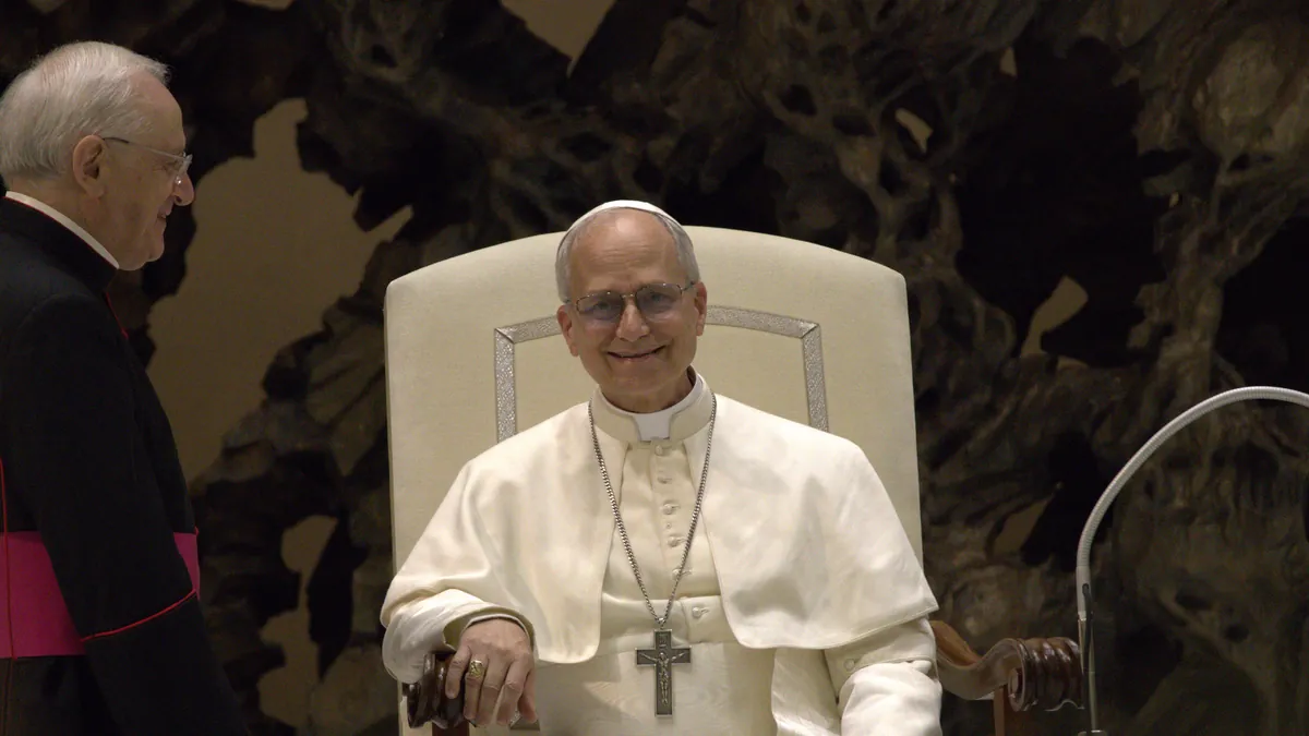 Archivbild: Papst Leo XIV. bei einer Audienz für Medienvertreter im Vatikan, Mai 2025