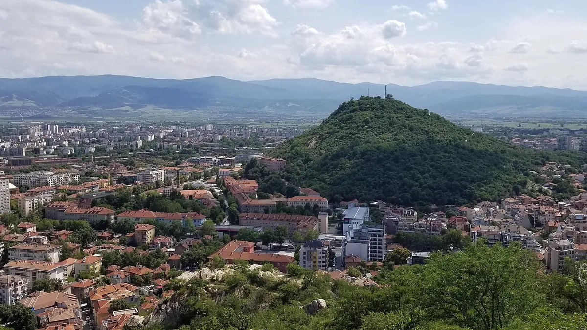 Symbolic image: view of Plovdiv from Bunardzhik Hill