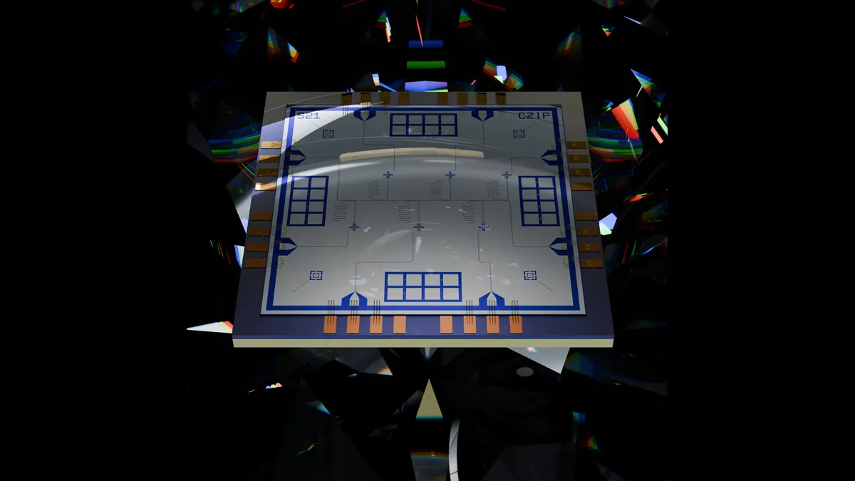 Symbolbild: 3D-Darstellung eines supraleitenden Quantenchips