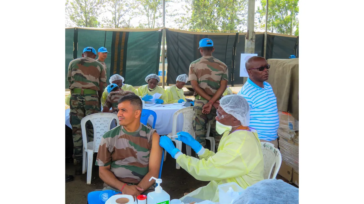 Symbolbild: Ebola-Impfung von UN-Blauhelmen in Pinga, Nord-Kivu (2019)