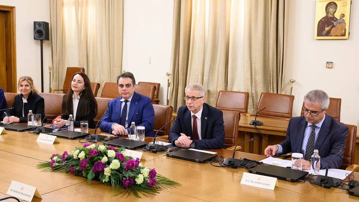 Archive image: Assen Vassilev (3rd from right) during EU Commissioner McGuinness's visit to Bulgaria