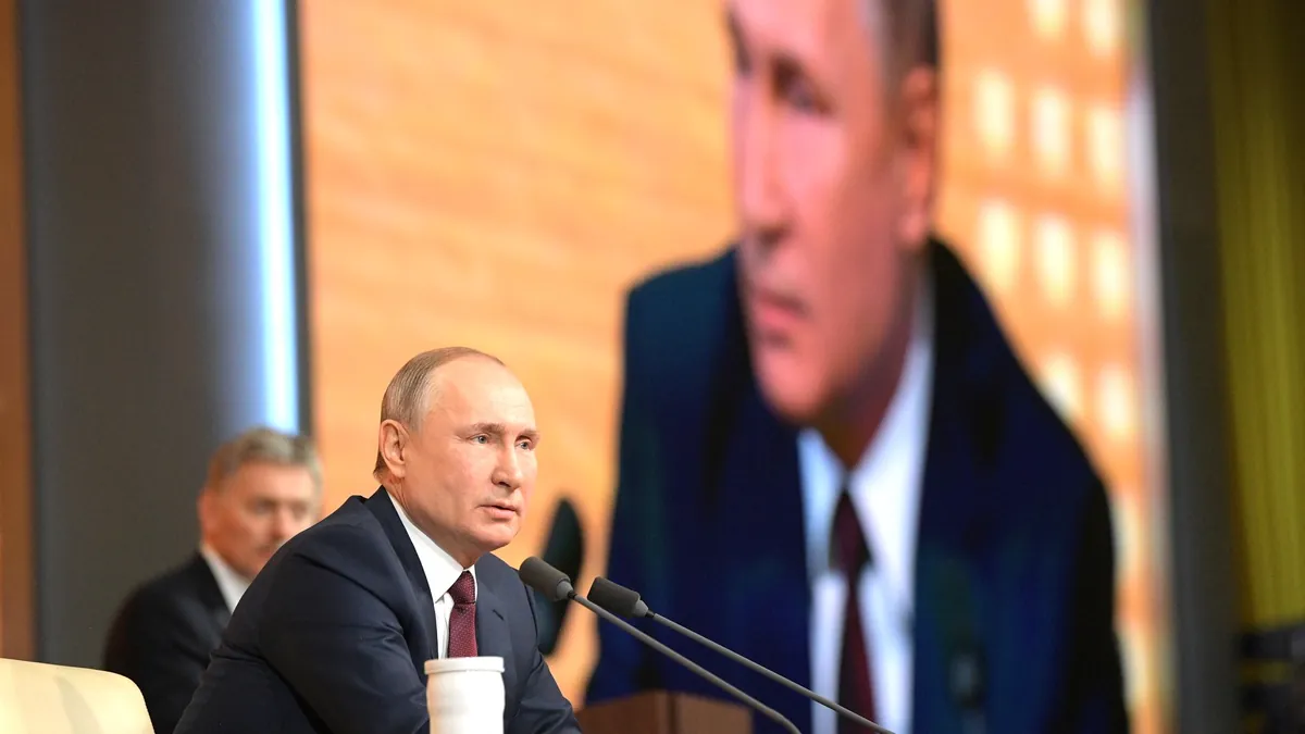Архивна снимка: Владимир Путин на голямата си пресконференция, декември 2019 г.